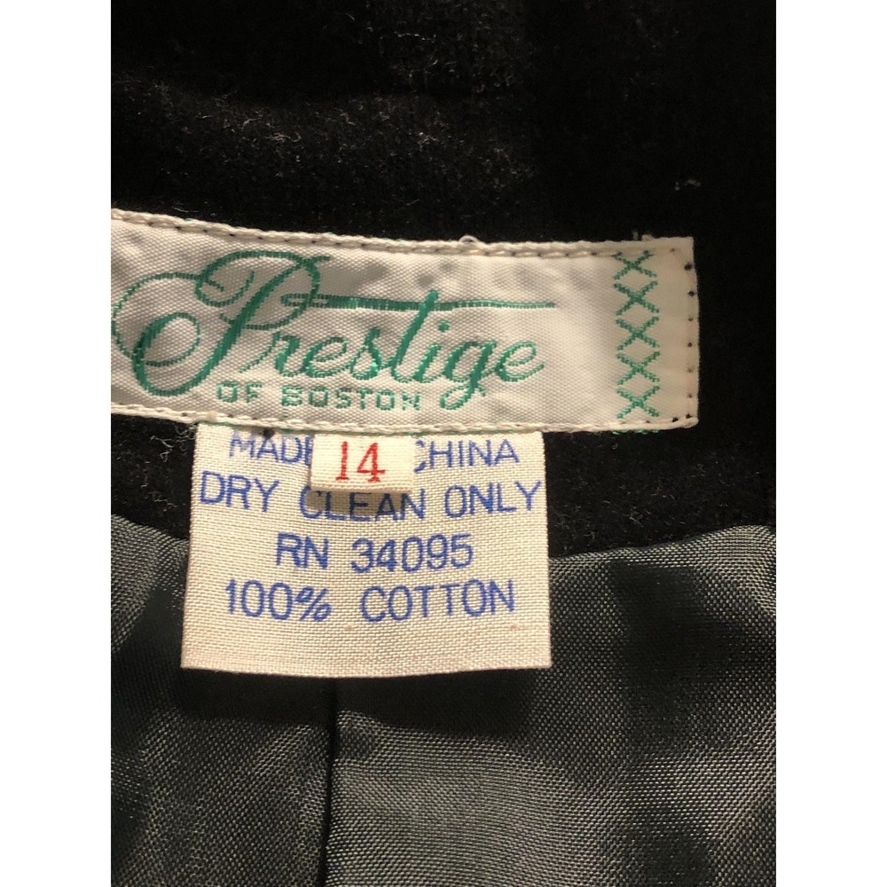 Prestige of Boston Blazer Womens 14 Black Velvet Single Button Lined Jacket - Picture 6 of 6